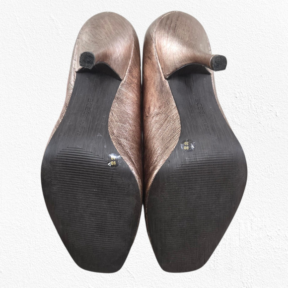 BCBGeneration Ariel Bronze Metallic Glam Leather Peep Toe Stiletto Heels Size 9 - Picture 12 of 15